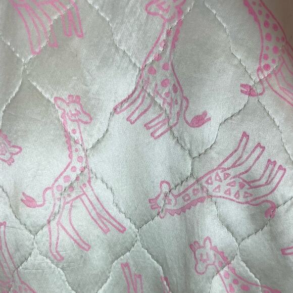 Vintage 60s 70s Quilted Robe Little Girls Giraffe Pattern Tie Ivory Pink - Picture 6 of 9